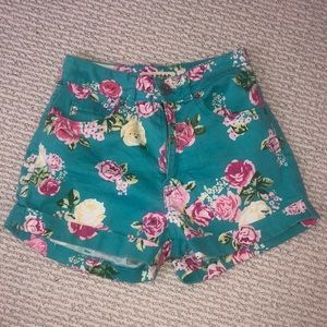 High waisted floral mom shorts